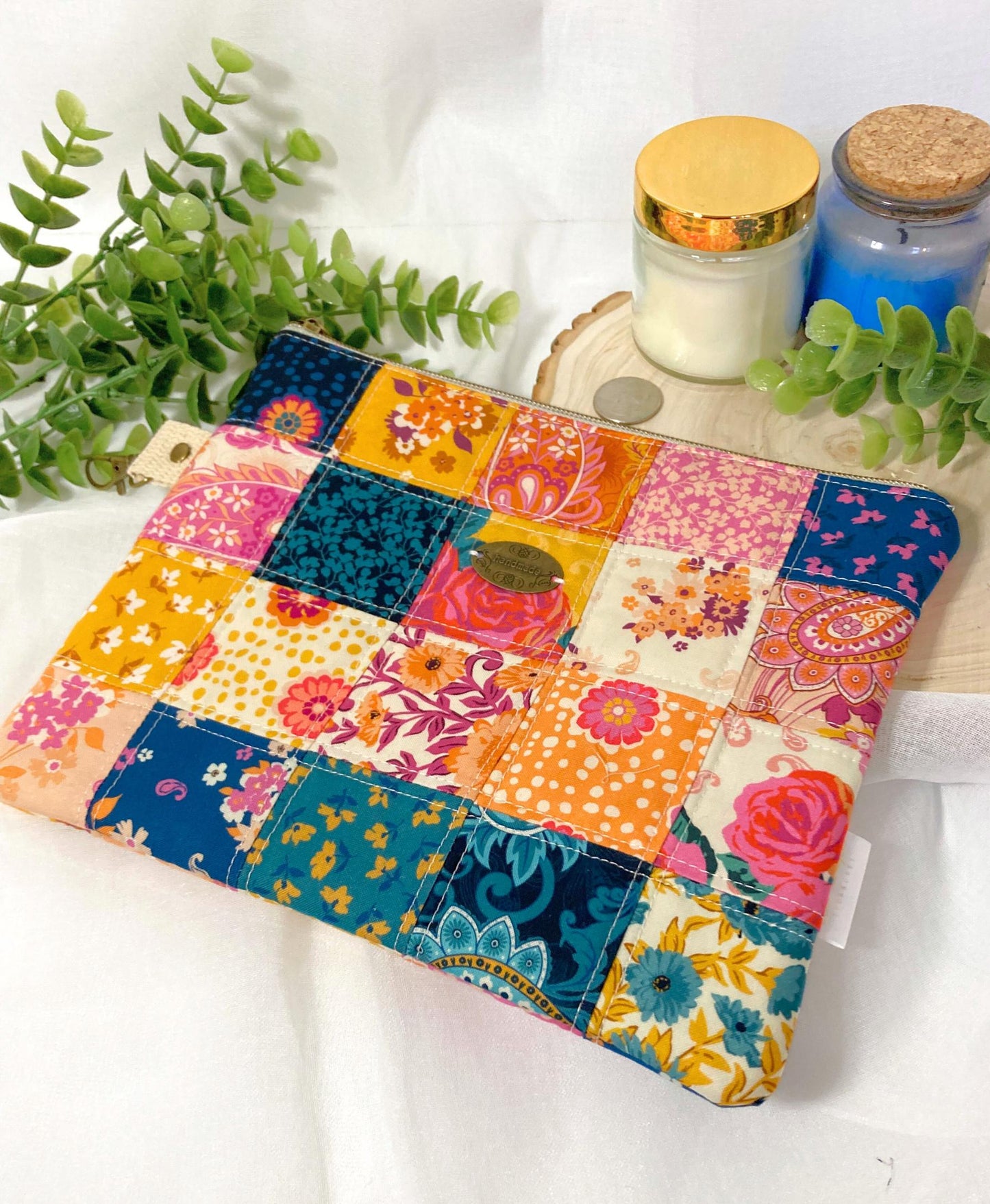 Patchwork Quilted Bag | Padded Patchwork Pouch