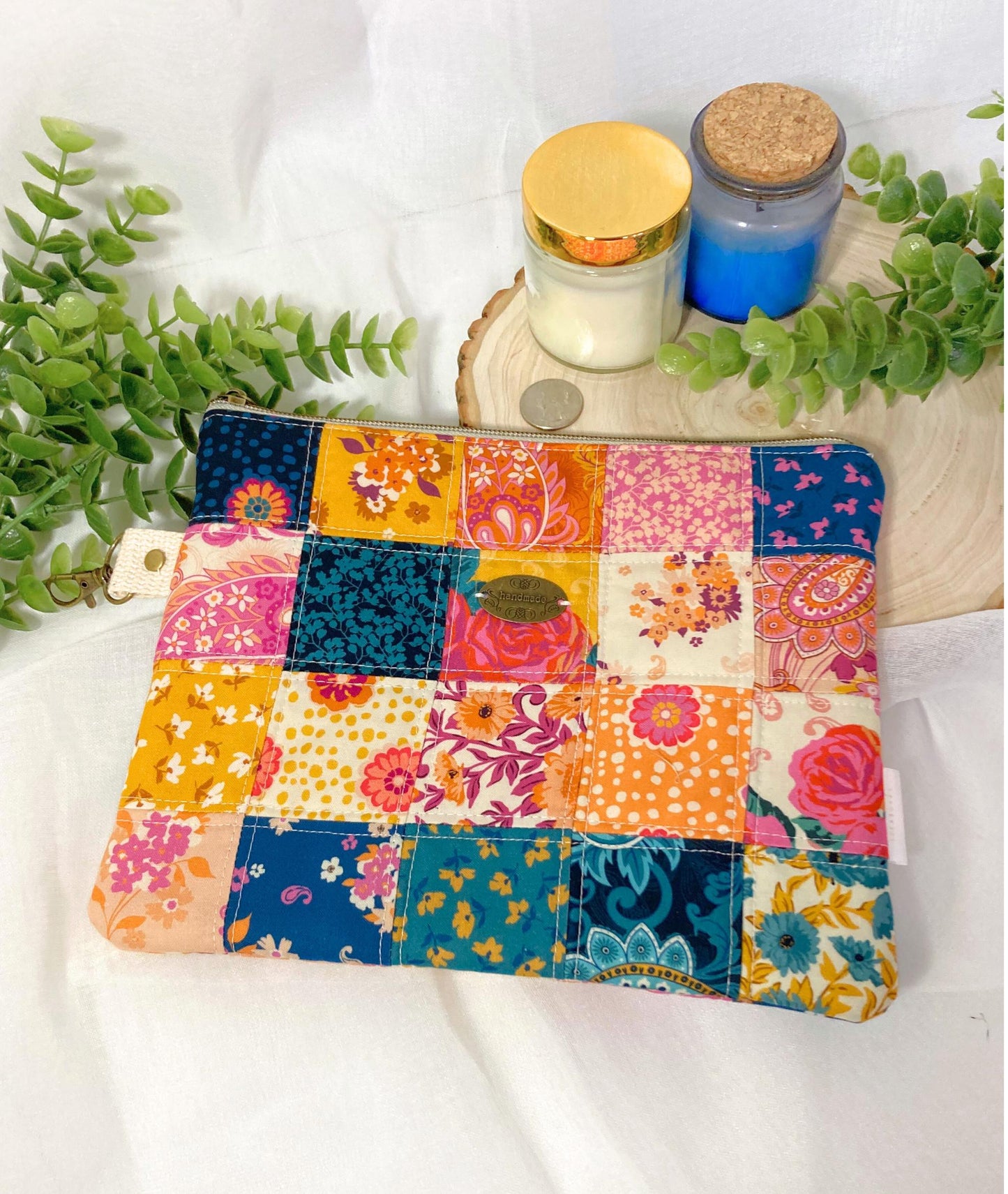 Patchwork Quilted Bag | Padded Patchwork Pouch