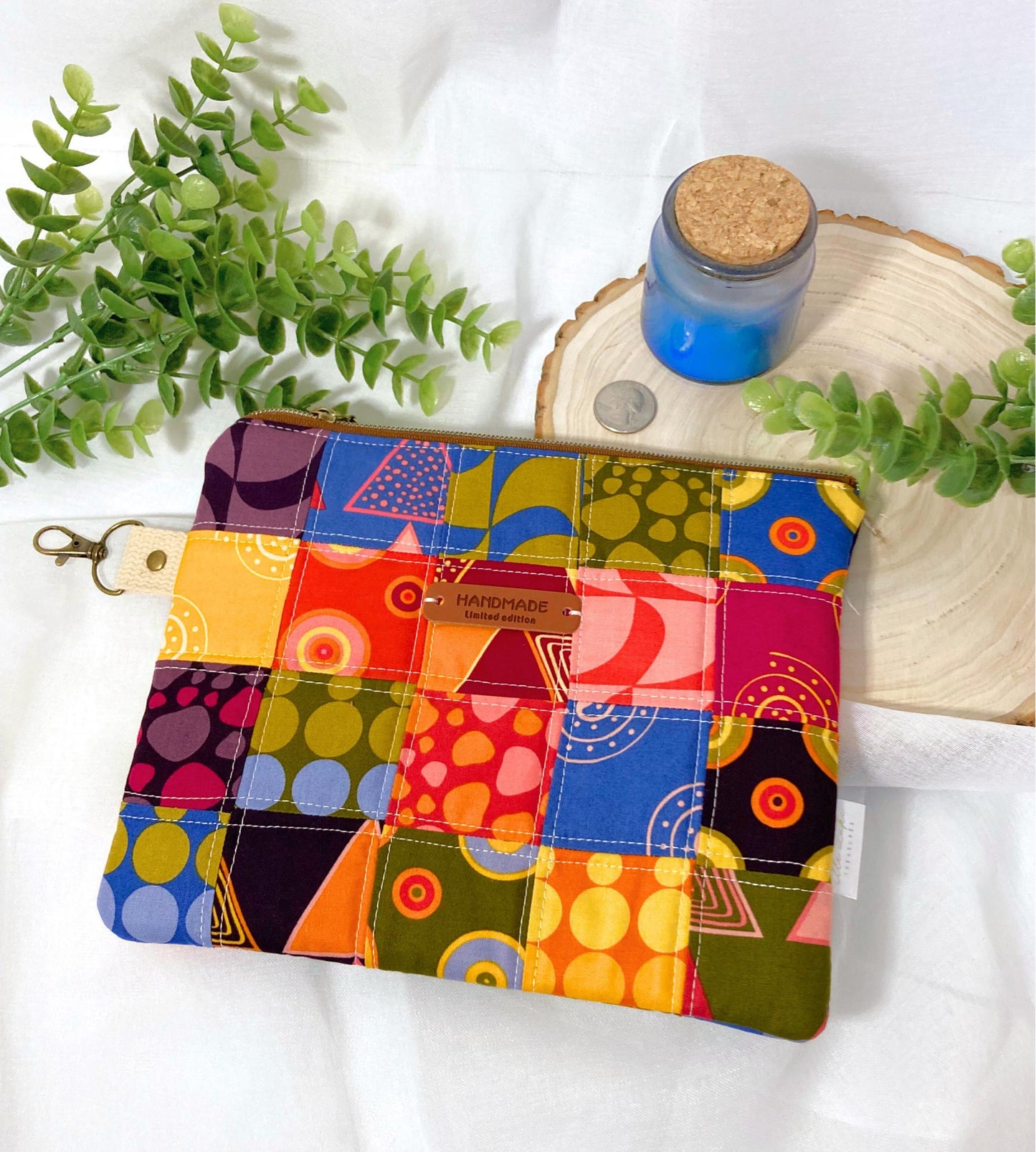 Patchwork Quilted Bag | Padded Patchwork Pouch